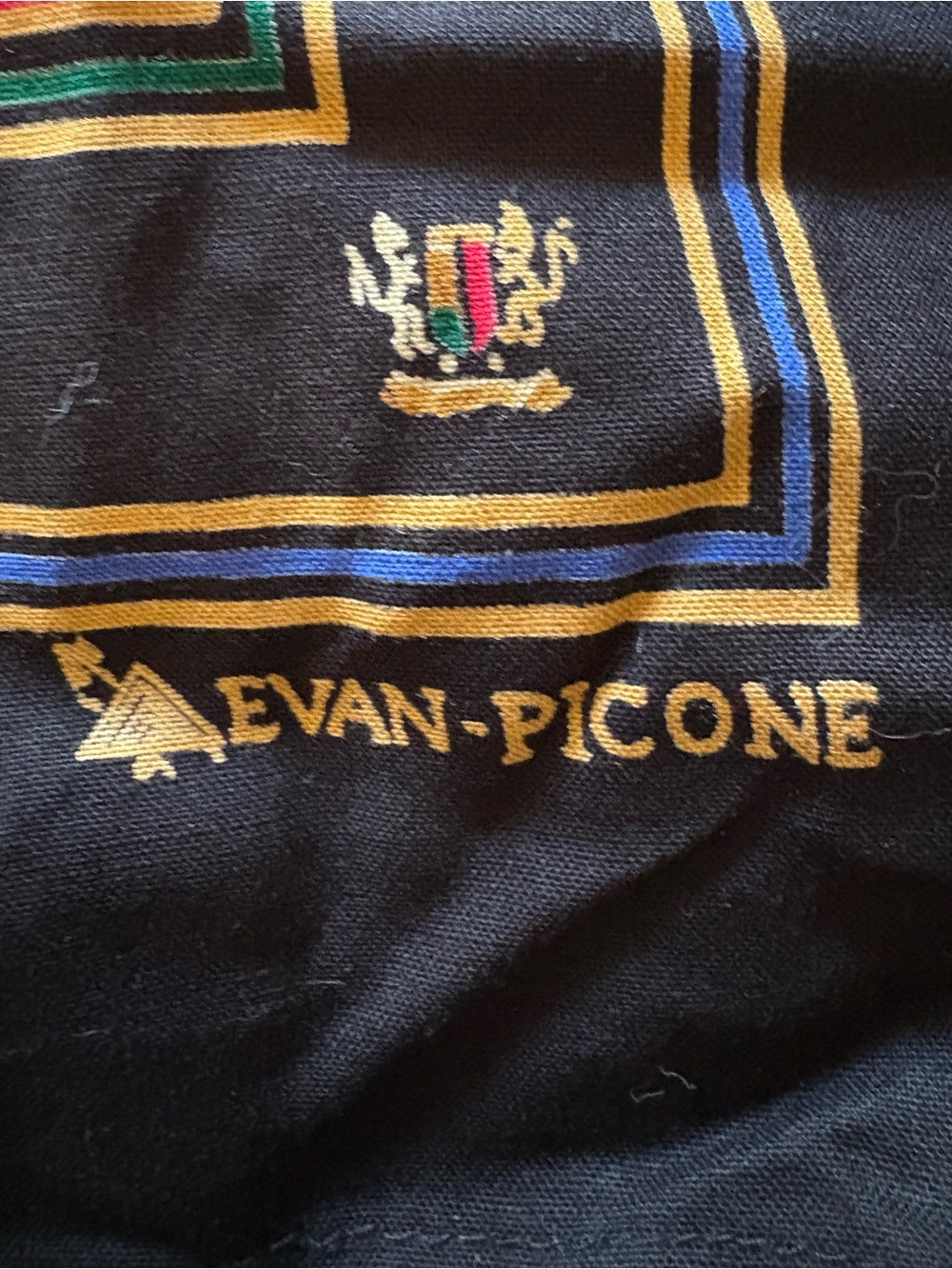 Vintage Evan-Picone Crest Scarf Old Money Preppy Rayon - Picture 3 of 7